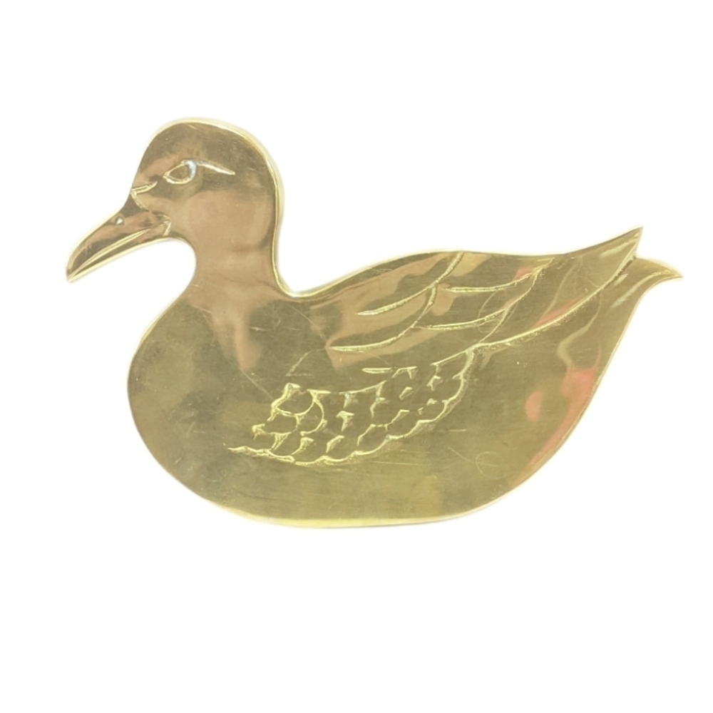 2/$20 Vintage Brass Duck Trivet 9” MCM Retro